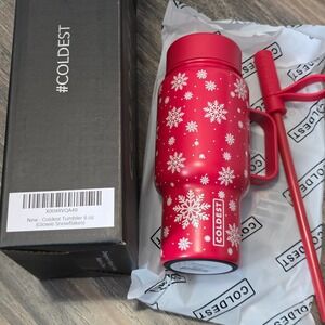 Coldest Tumbler 6 oz Glowie Snowflakes Red Glow in the Dark Christmas